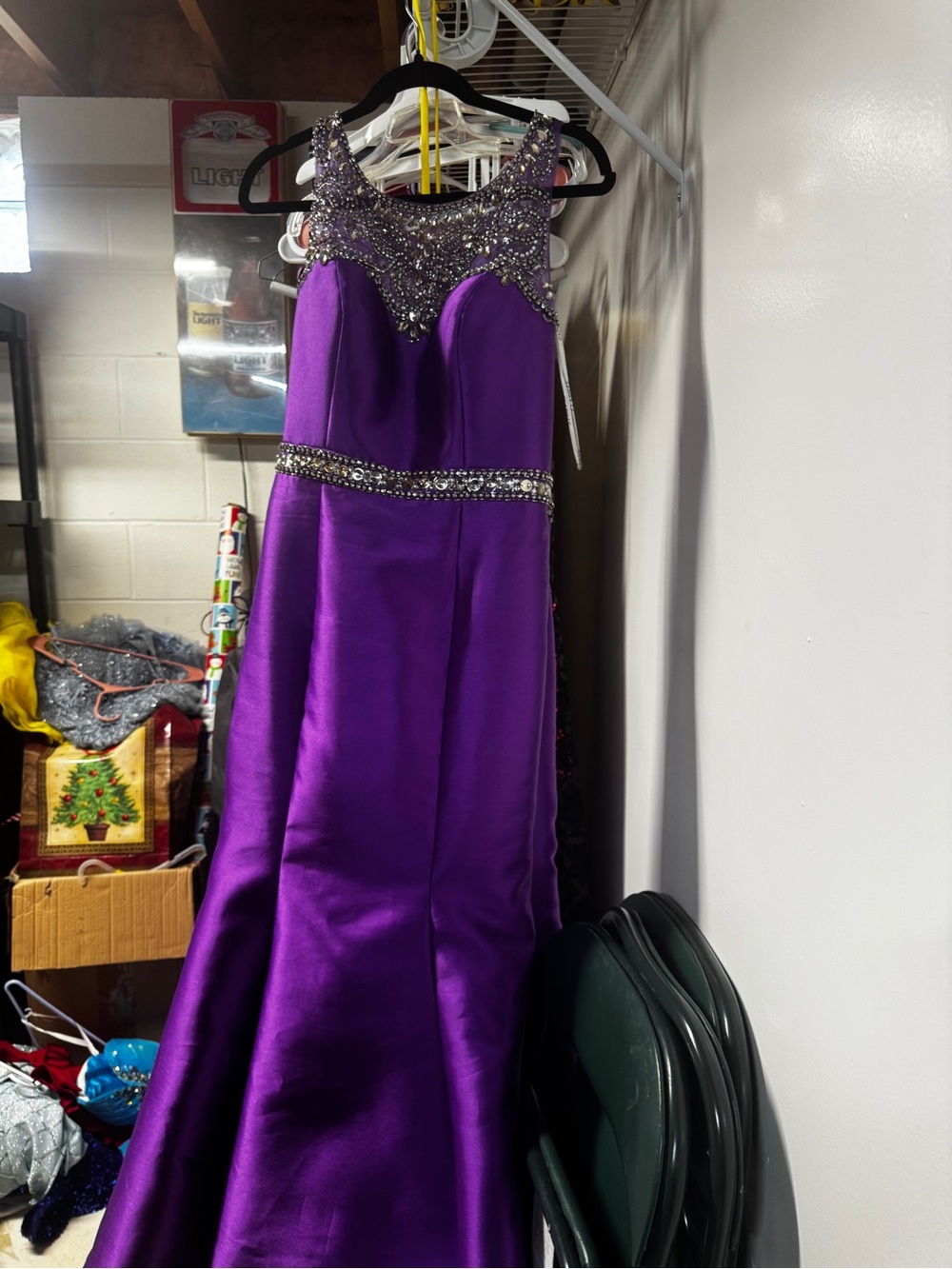 Elegant Beaded Purple Evening Gown